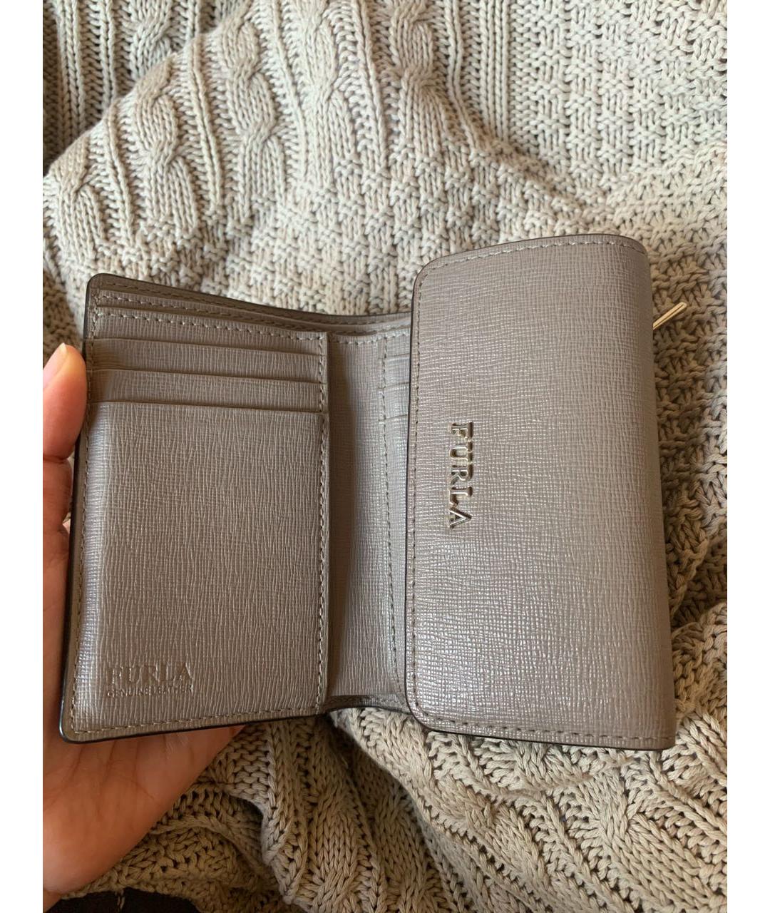 FURLA Серый кожаный кошелек, фото 4