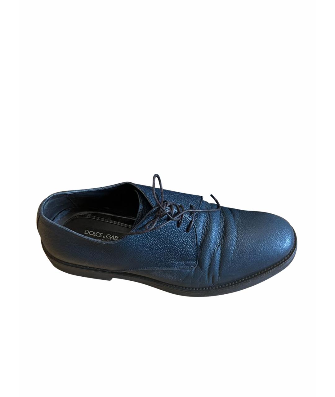 DOLCE&GABBANA Темно-синие кожаные туфли, фото 1