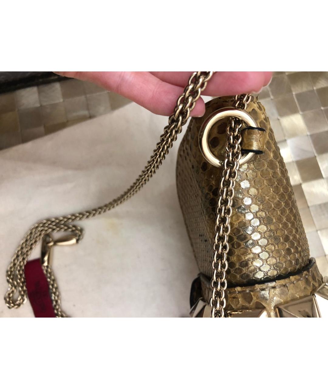 VALENTINO Золотая сумка через плечо из кожи питона, фото 5