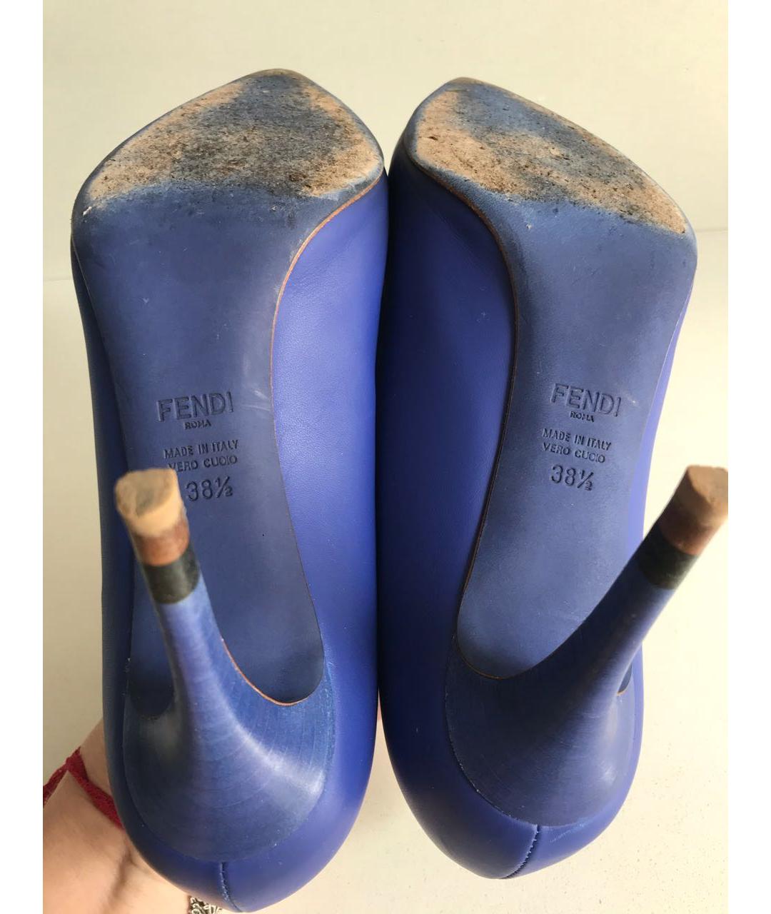 FENDI Синие кожаные туфли, фото 5