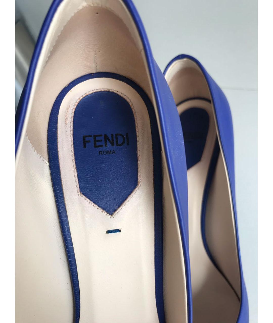 FENDI Синие кожаные туфли, фото 4