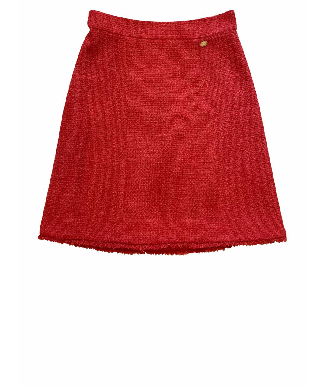 CHANEL PRE-OWNED Красная твидовая юбка миди, фото 1