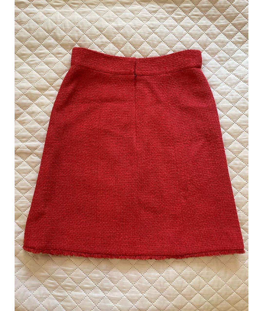 CHANEL PRE-OWNED Красная твидовая юбка миди, фото 2