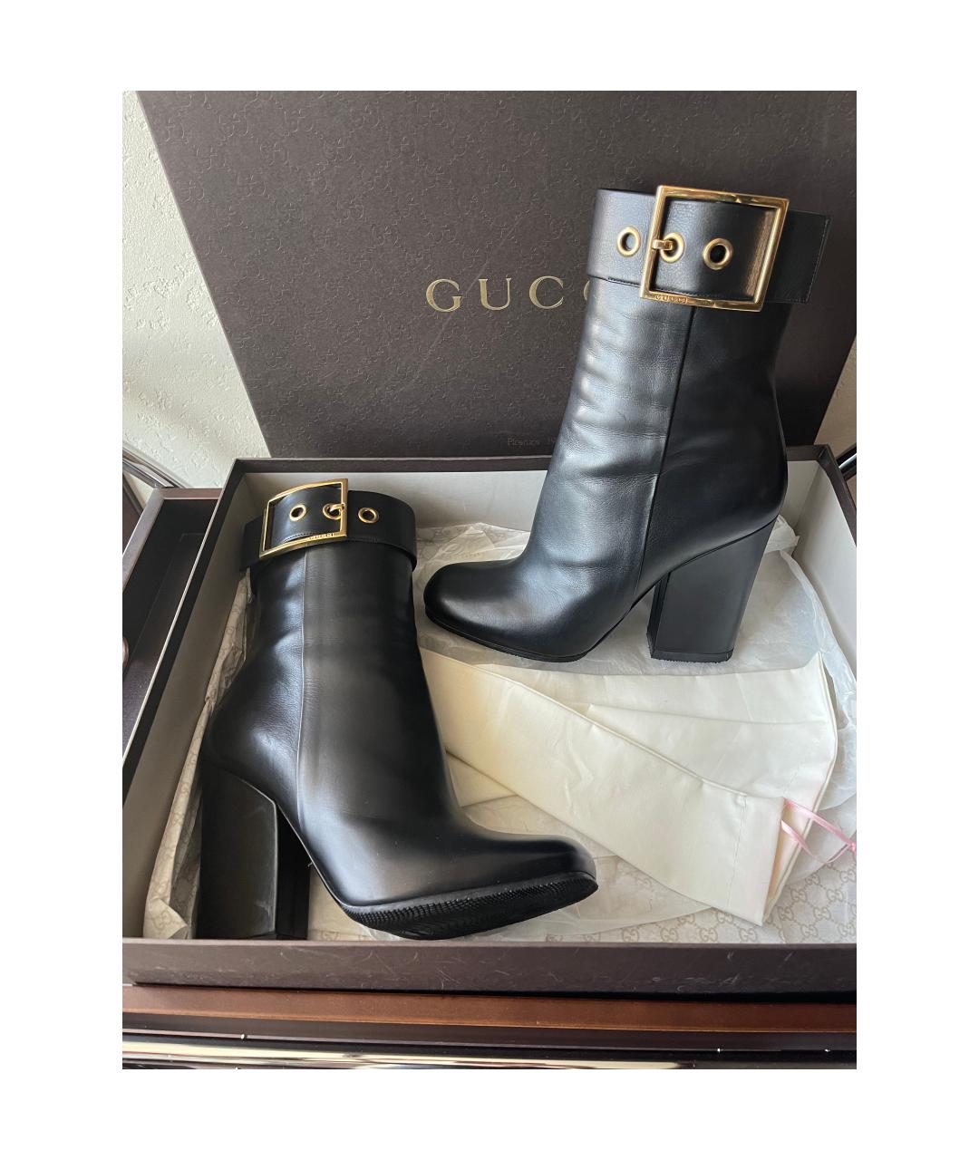 GUCCI Черные кожаные ботильоны, фото 2