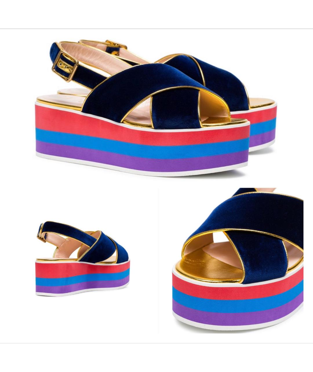 GUCCI Антрацитовые кожаные босоножки, фото 3
