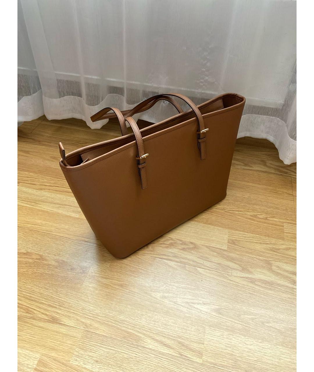 MICHAEL KORS Коричневая кожаная сумка тоут, фото 3