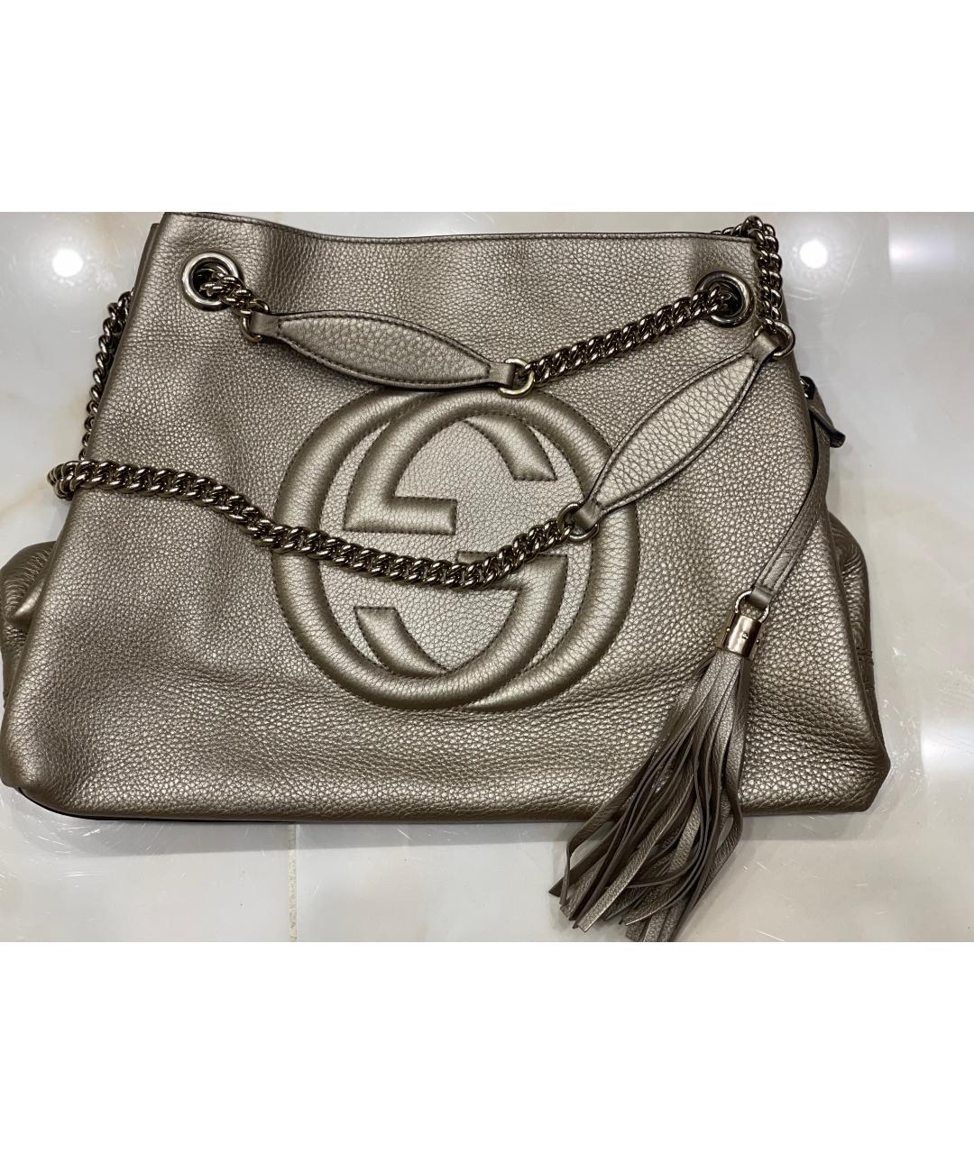 GUCCI Золотая кожаная сумка через плечо, фото 5