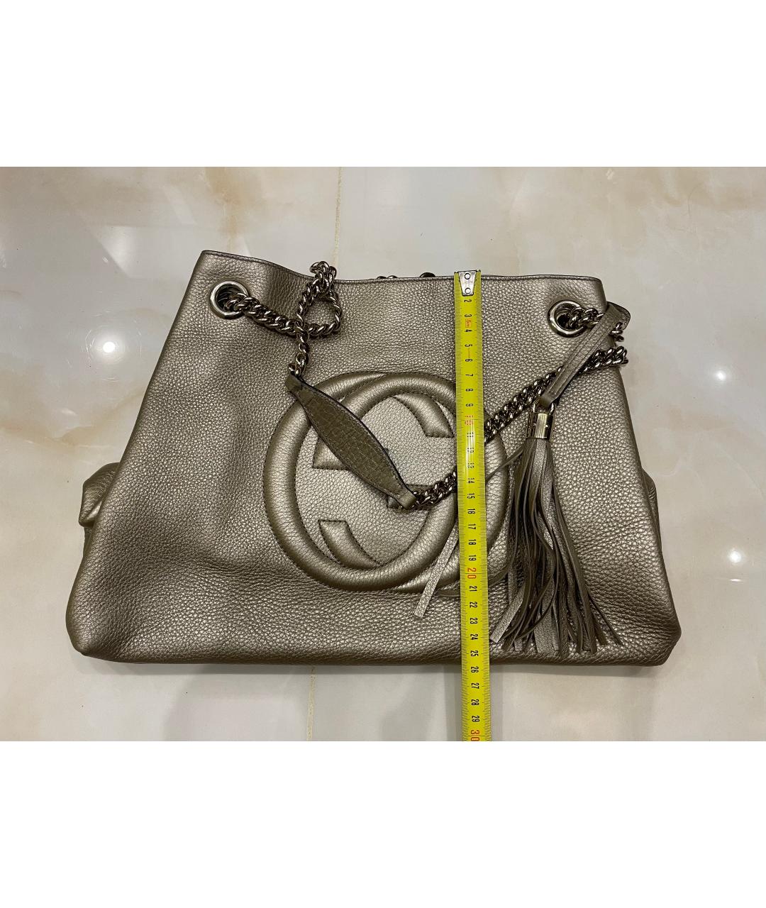 GUCCI Золотая кожаная сумка через плечо, фото 4