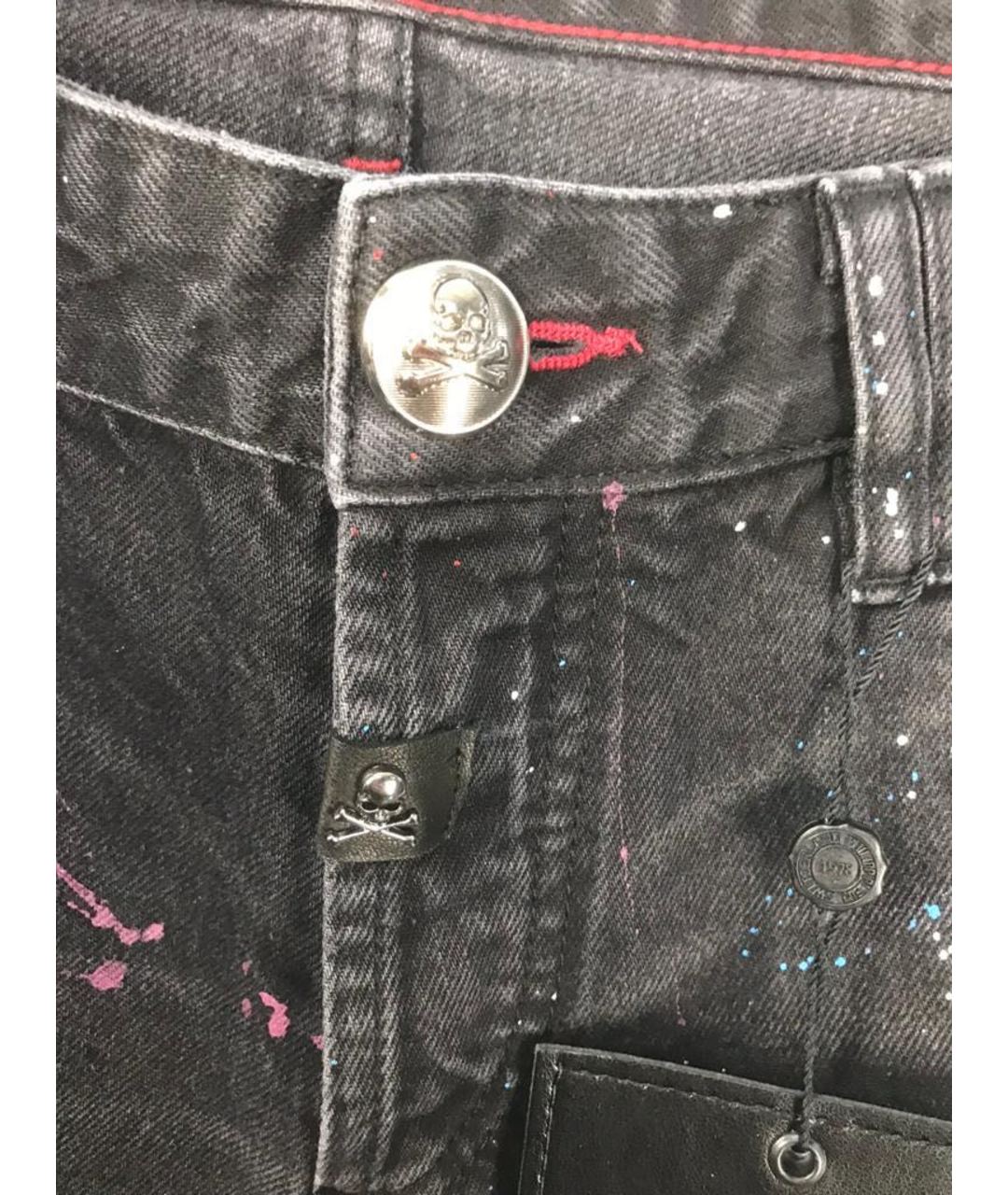 PHILIPP PLEIN Черные хлопковые прямые джинсы, фото 3