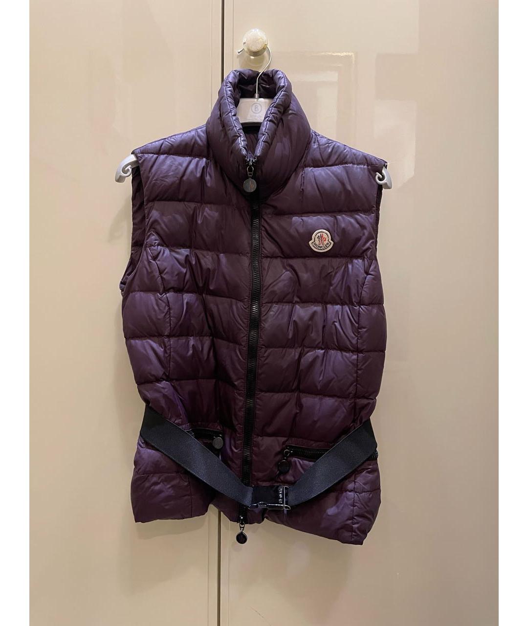 MONCLER Фиолетовый полиэстеровый жилет, фото 9