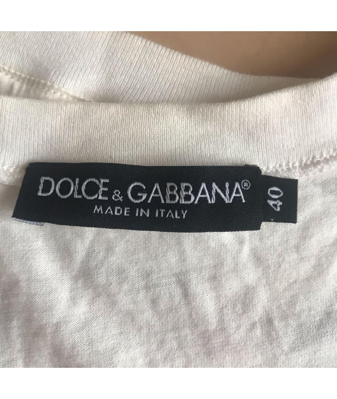 DOLCE&GABBANA Белая хлопковая футболка, фото 3