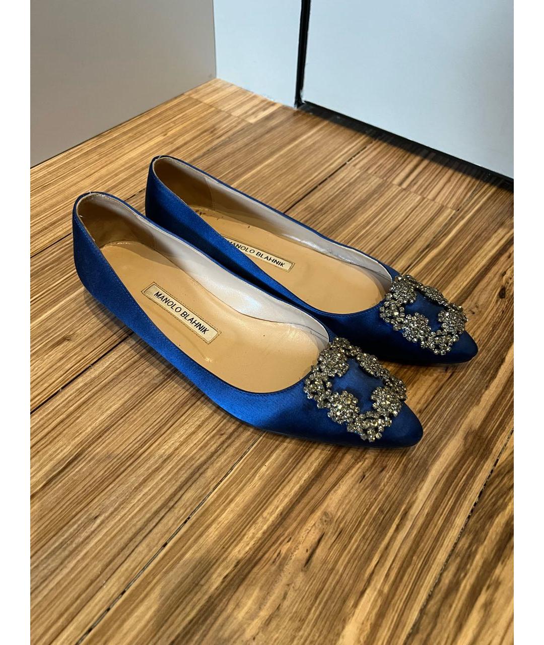 MANOLO BLAHNIK Синие текстильные туфли, фото 5