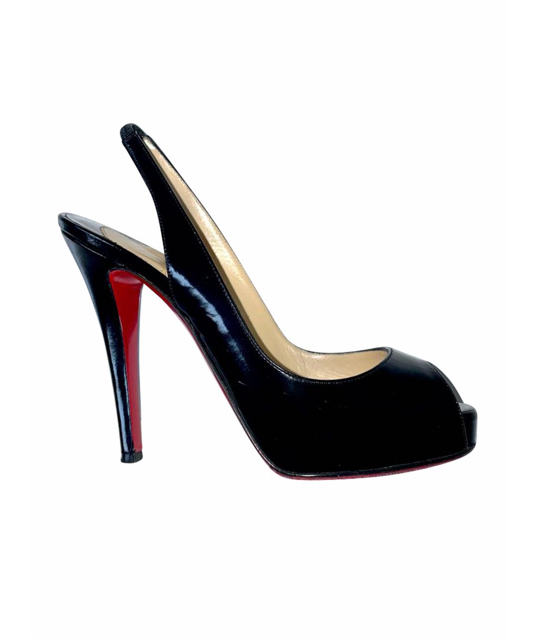 CHRISTIAN LOUBOUTIN Черные босоножки из лакированной кожи, фото 1