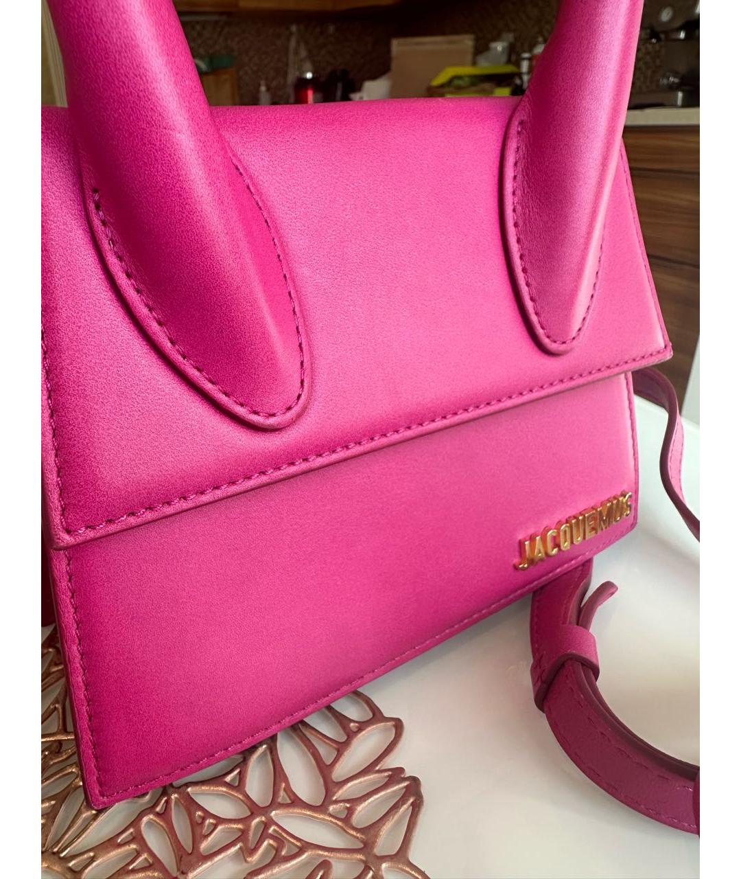 JACQUEMUS Розовая кожаная сумка через плечо, фото 5