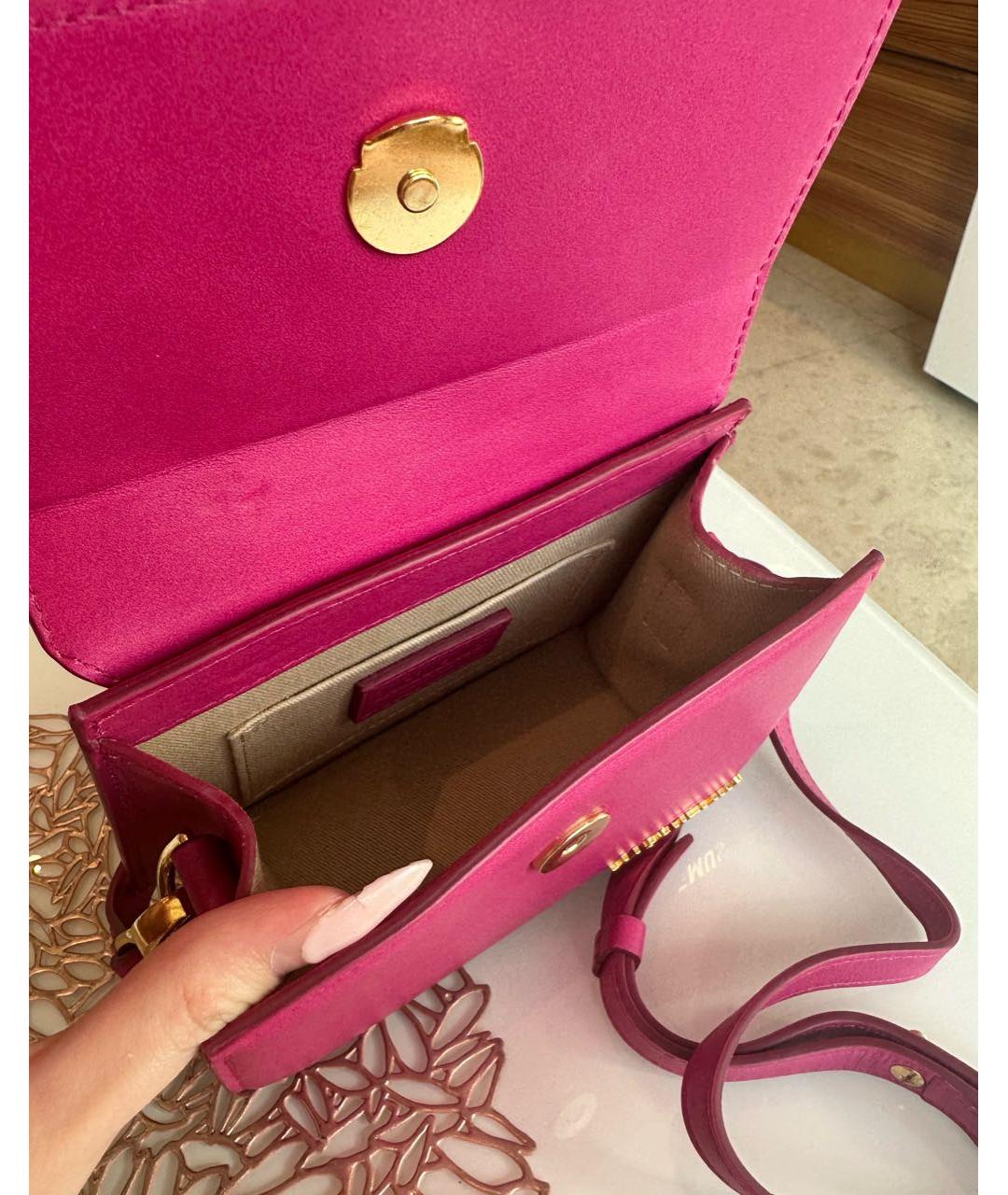 JACQUEMUS Розовая кожаная сумка через плечо, фото 4
