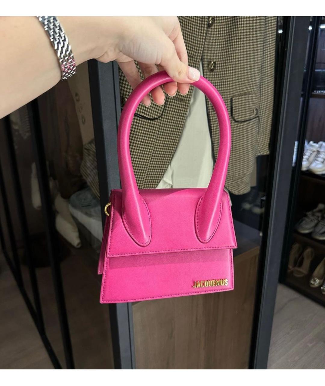 JACQUEMUS Розовая кожаная сумка через плечо, фото 9