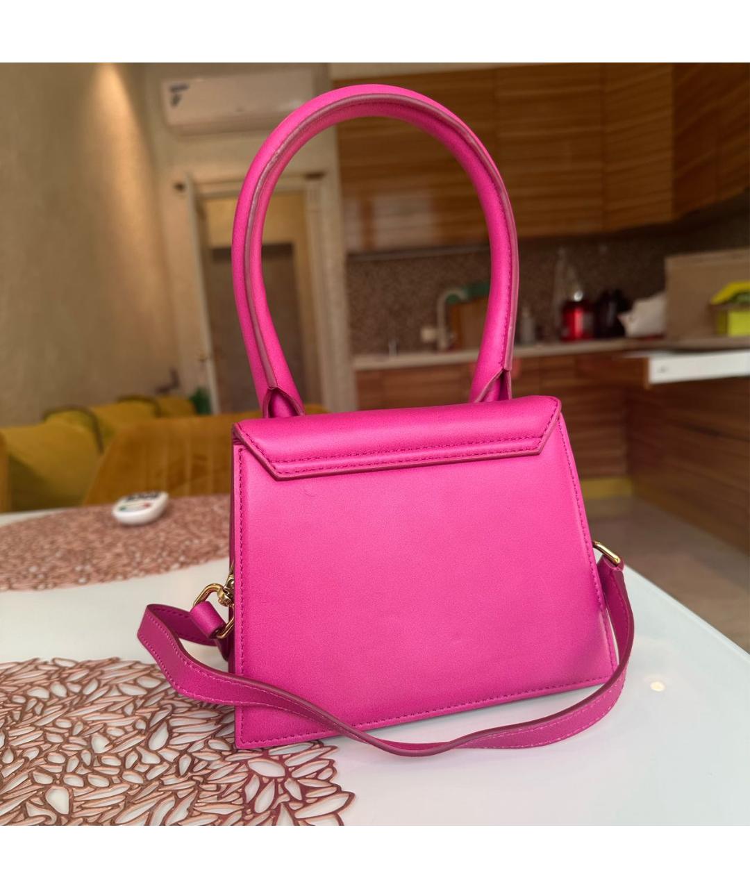 JACQUEMUS Розовая кожаная сумка через плечо, фото 3