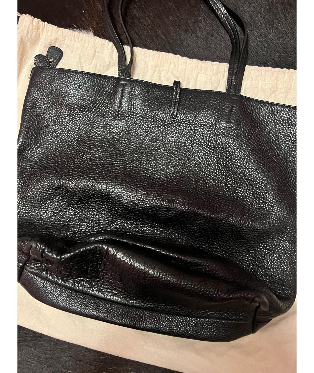 FERRAGAMO Черная кожаная сумка тоут, фото 2