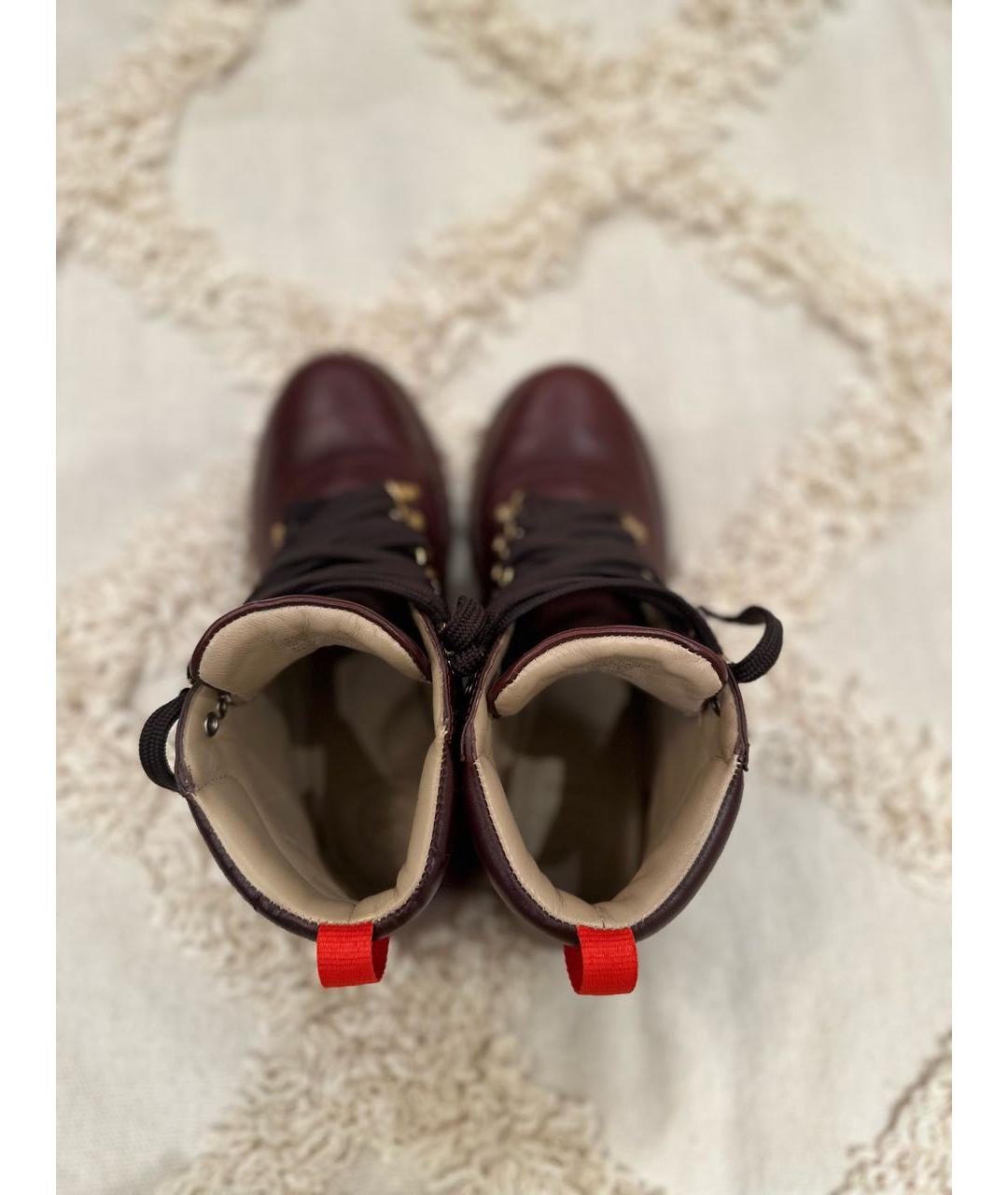 TORY BURCH Бордовые кожаные ботинки, фото 4