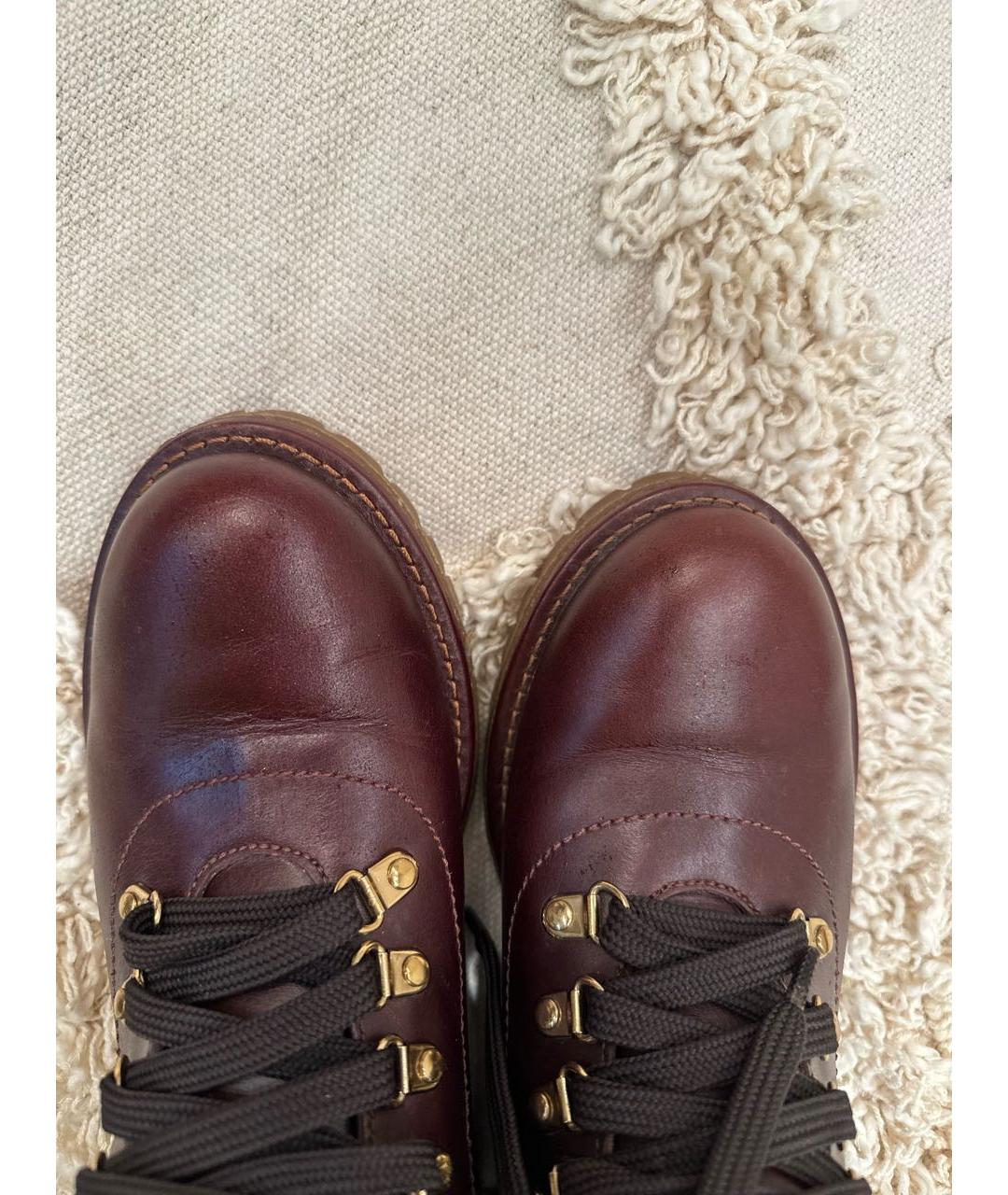 TORY BURCH Бордовые кожаные ботинки, фото 6