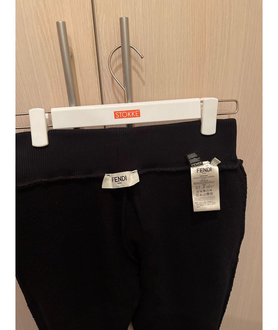 FENDI Черные хлопковые спортивные брюки и шорты, фото 4