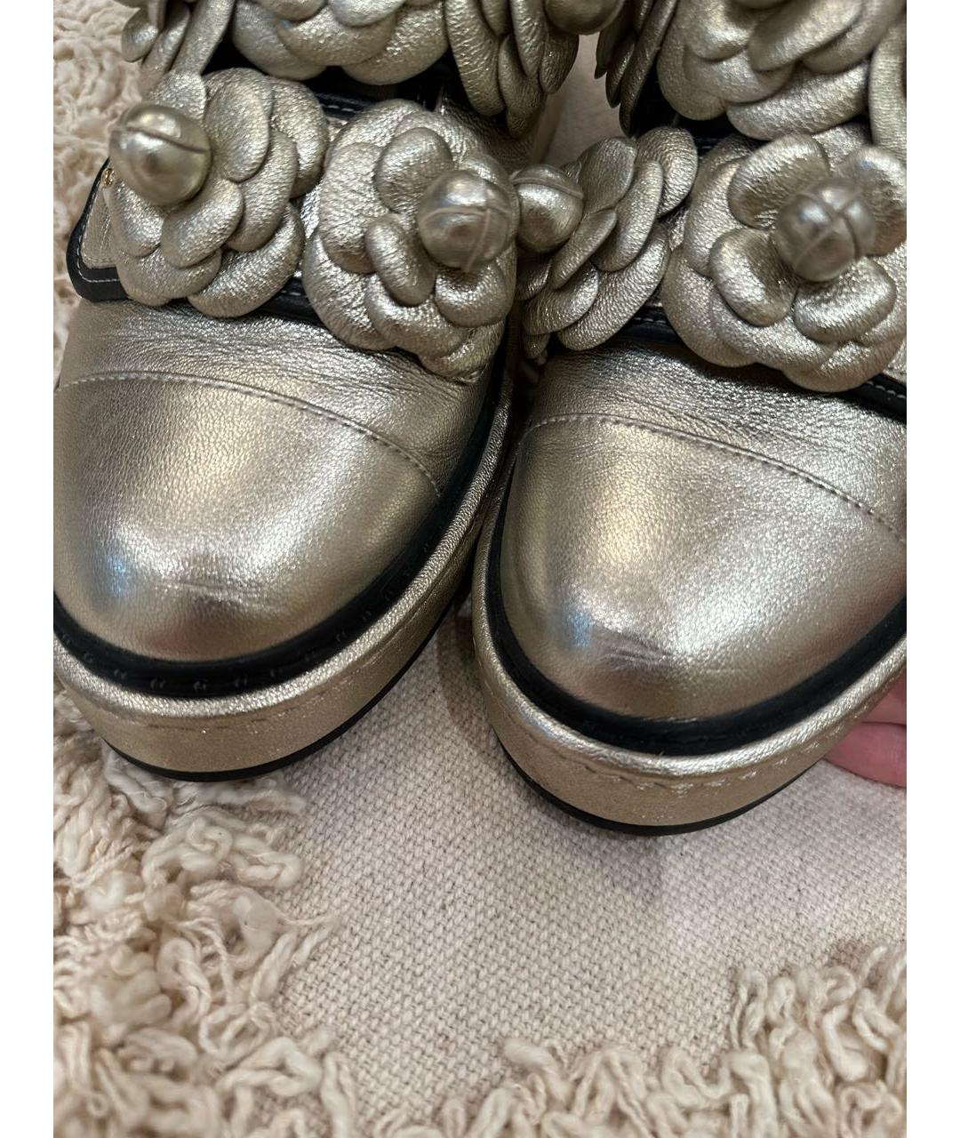 CHANEL PRE-OWNED Золотые кожаные кроссовки, фото 7