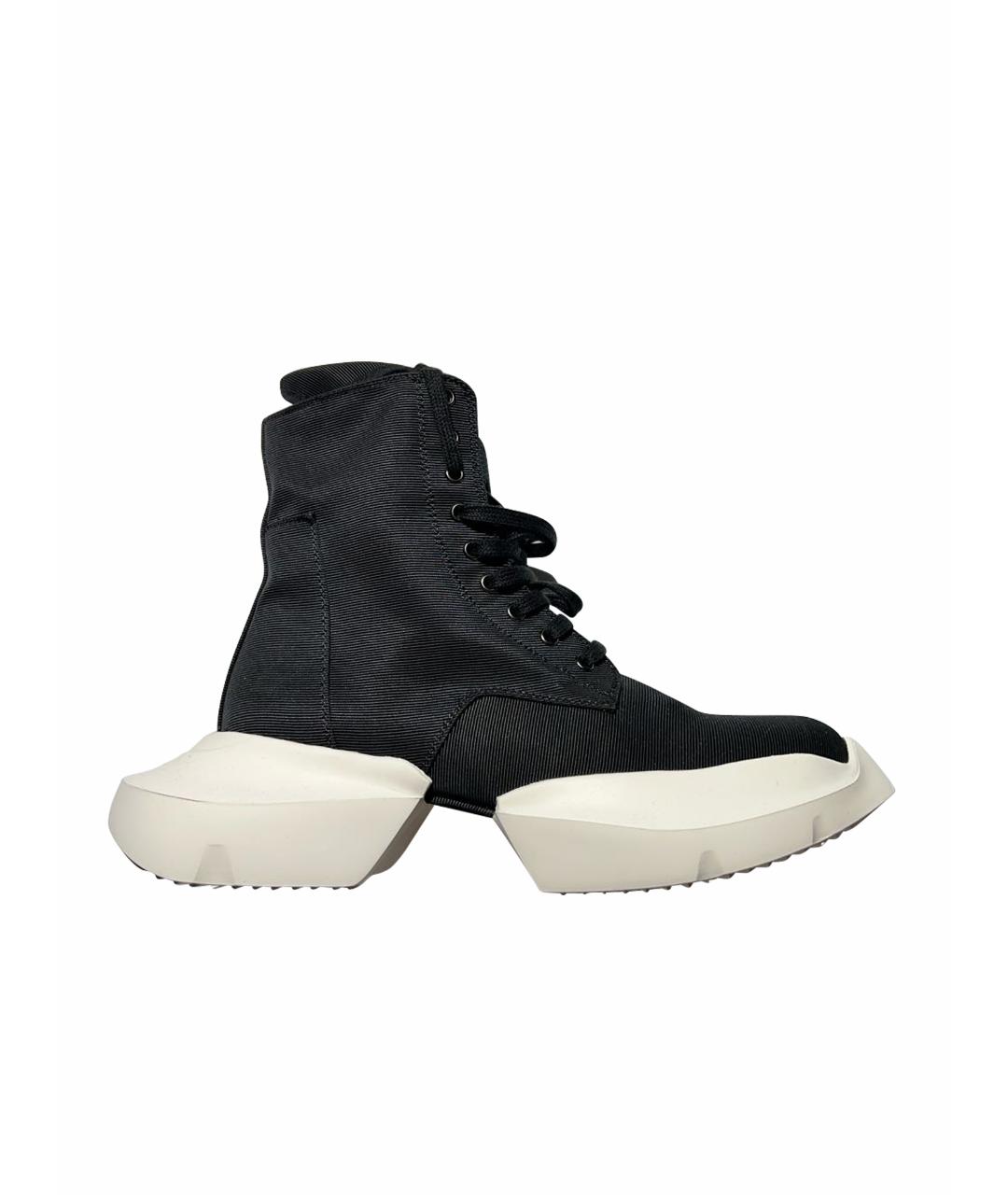 RICK OWENS DRKSHDW Черные текстильные высокие ботинки, фото 1