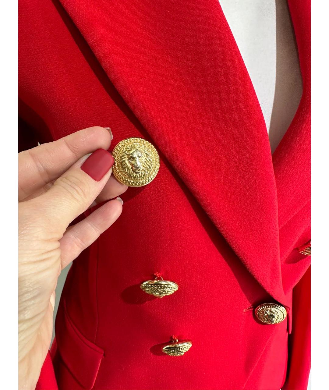 BALMAIN Красный вискозный жакет/пиджак, фото 2