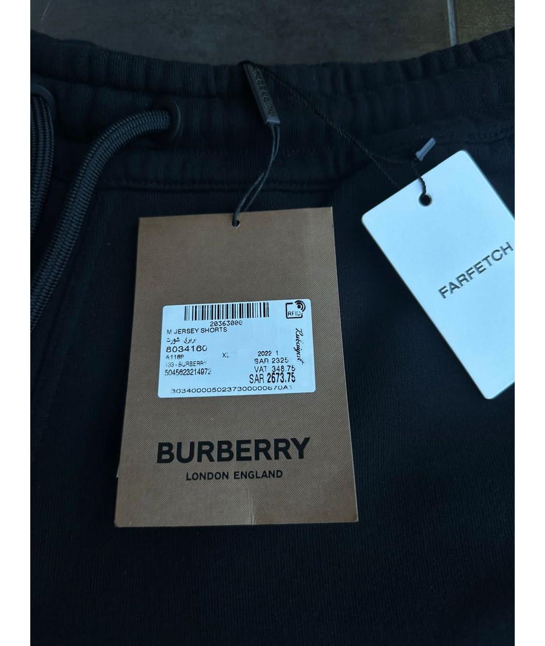 BURBERRY Черные хлопковые шорты, фото 2