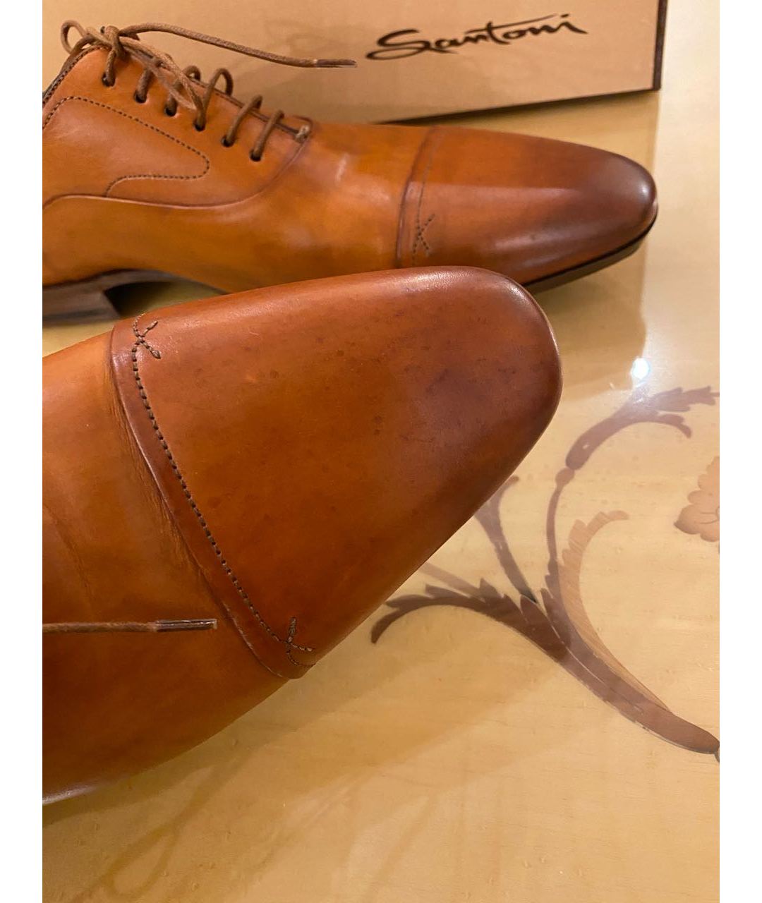 SANTONI Коричневые кожаные туфли, фото 5