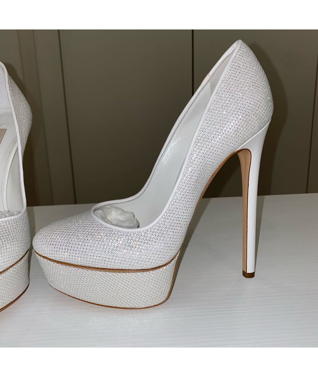 CASADEI Белые свадебные туфли на высоком каблуке, фото 3