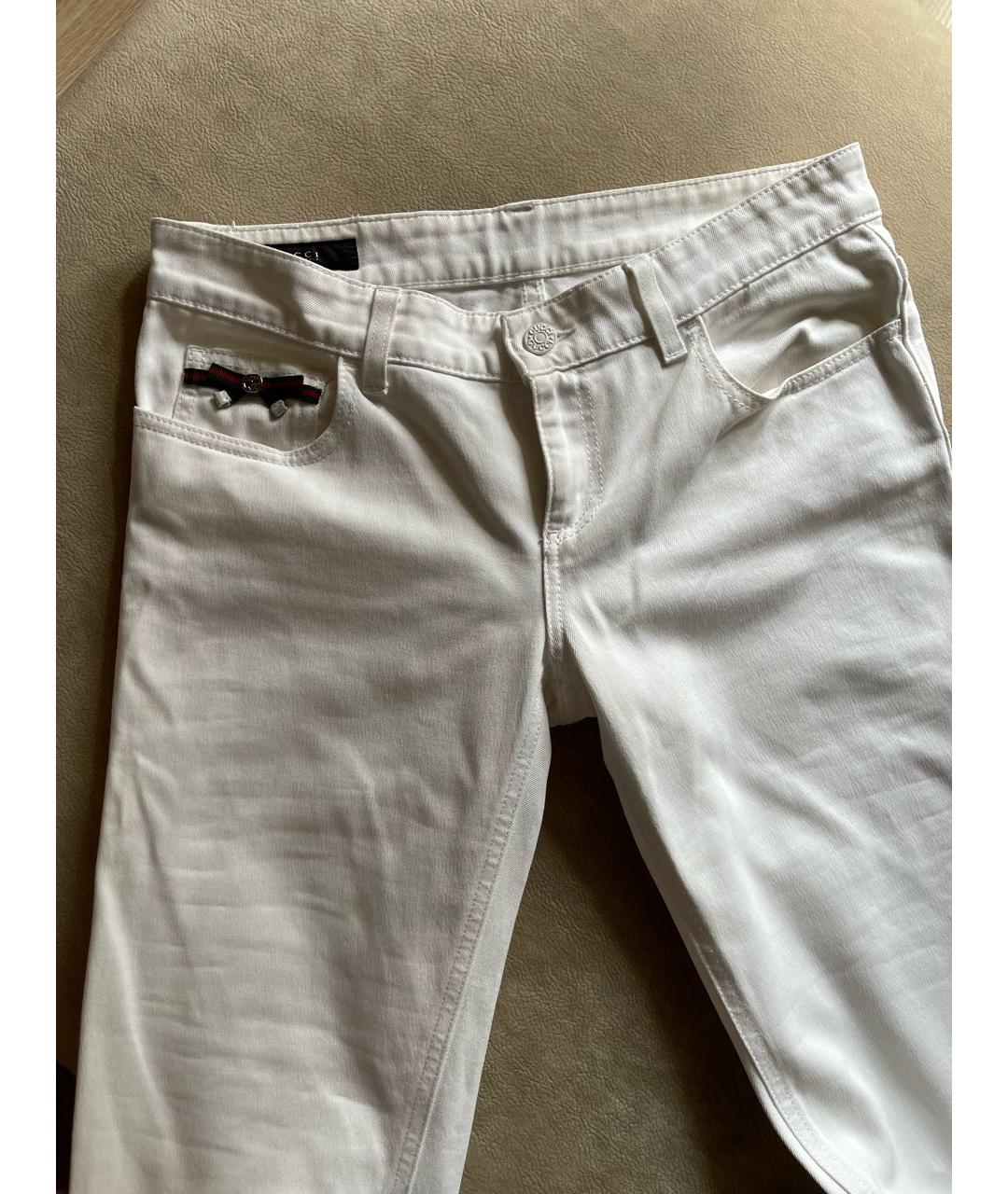 GUCCI Белые хлопковые джинсы слим, фото 3