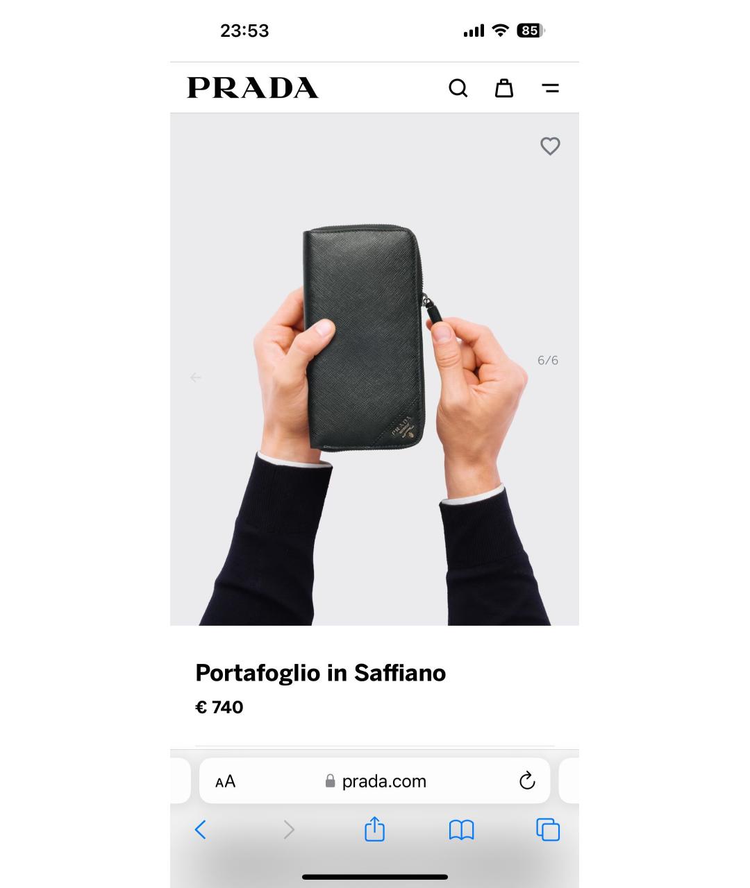 PRADA Черный кожаный кошелек, фото 5