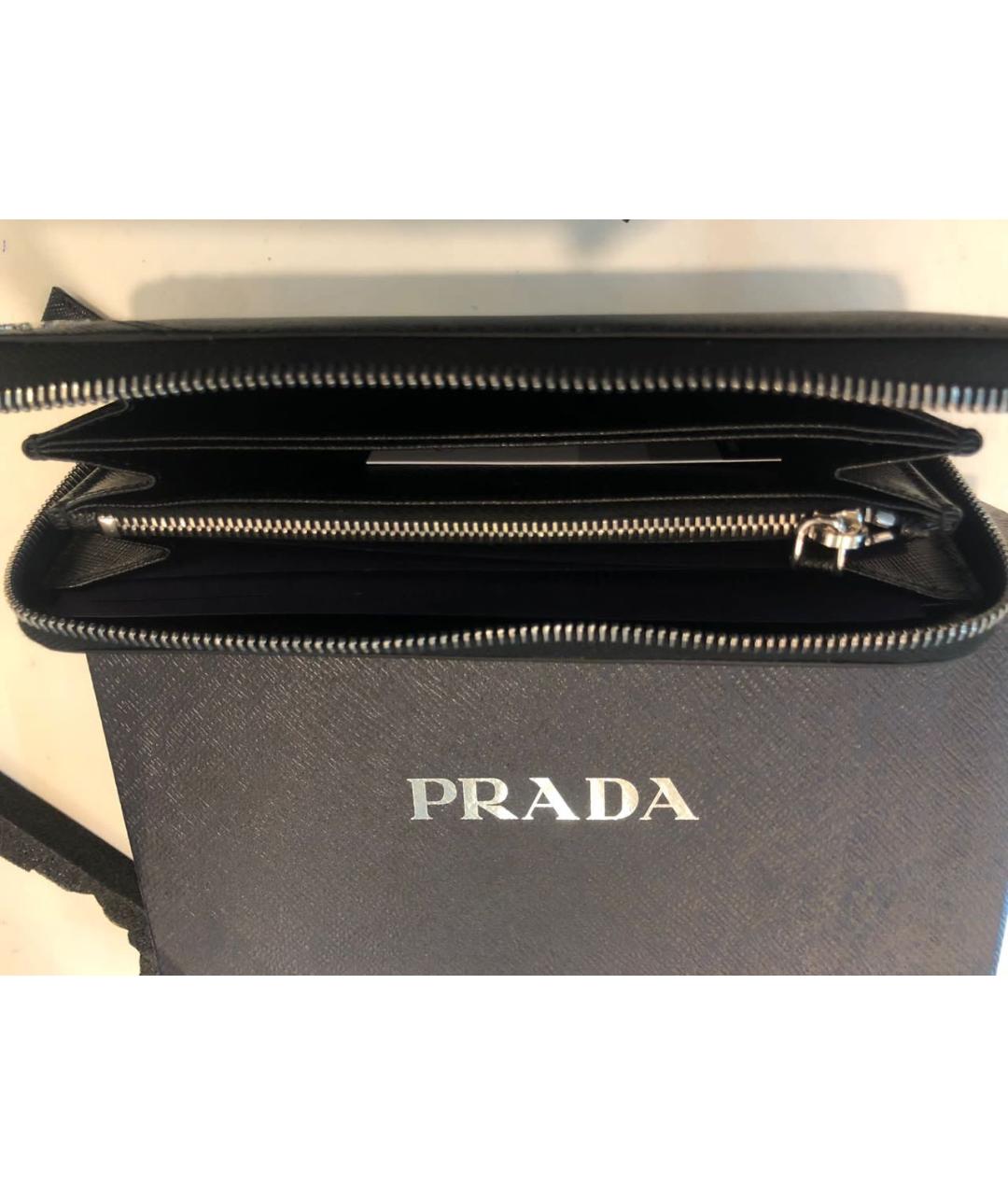 PRADA Черный кожаный кошелек, фото 4