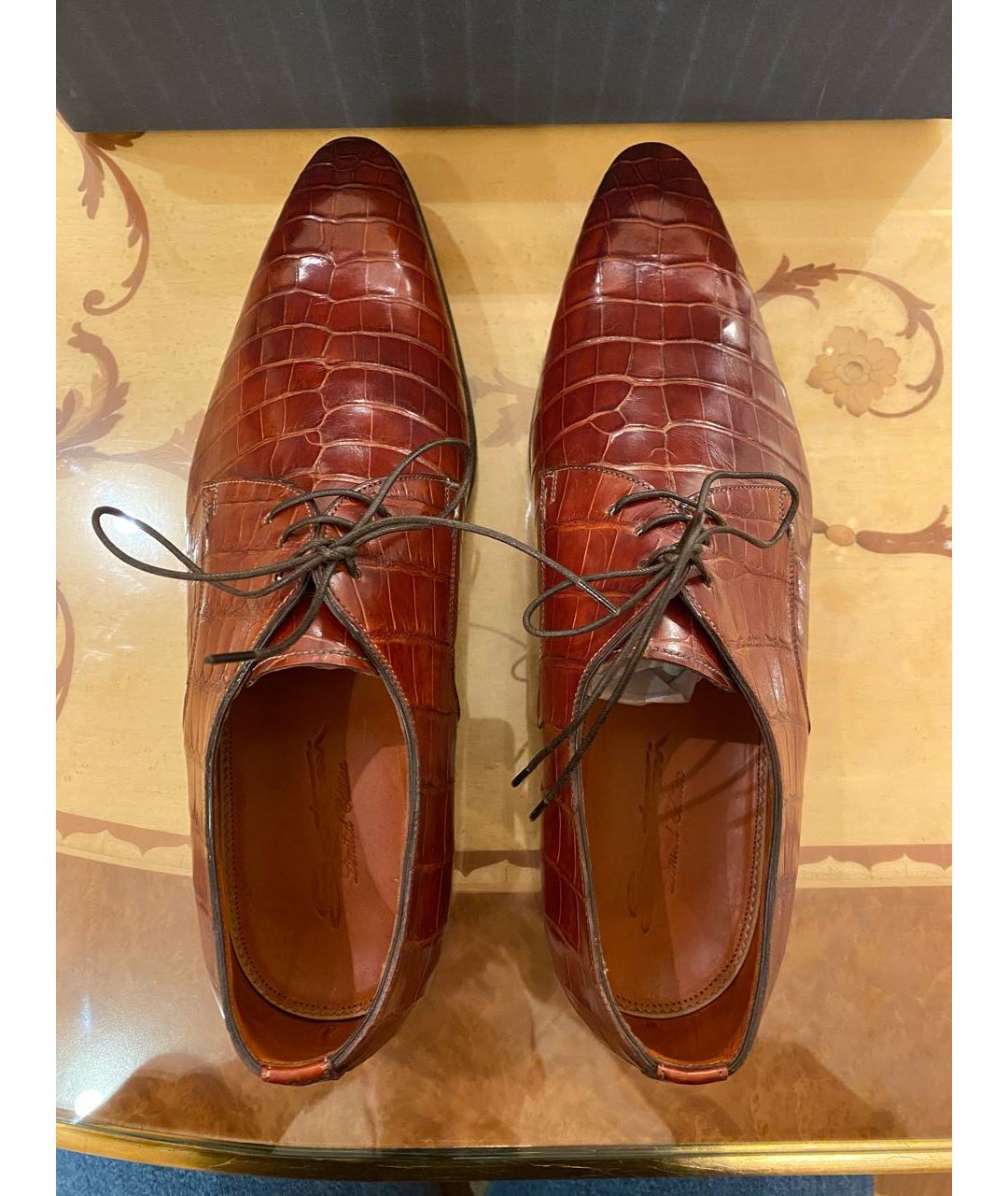 SANTONI Коричневые туфли из экзотической кожи, фото 3