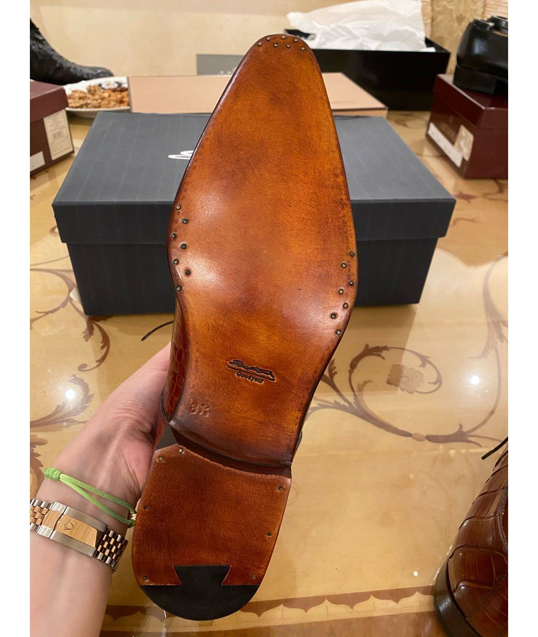 SANTONI Коричневые туфли из экзотической кожи, фото 8