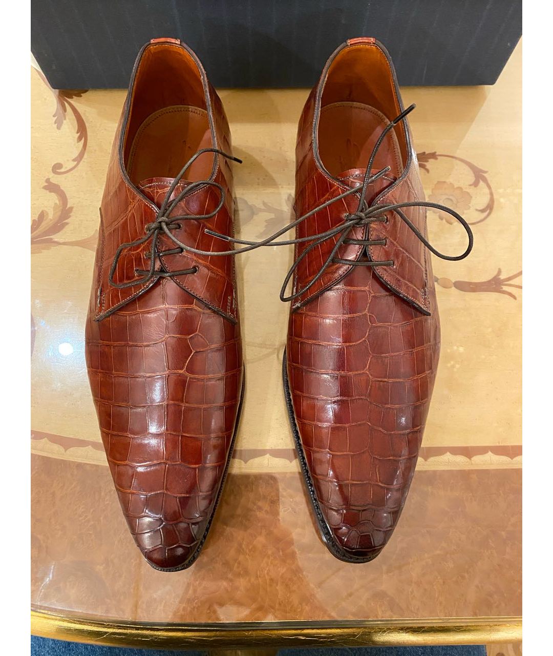 SANTONI Коричневые туфли из экзотической кожи, фото 2