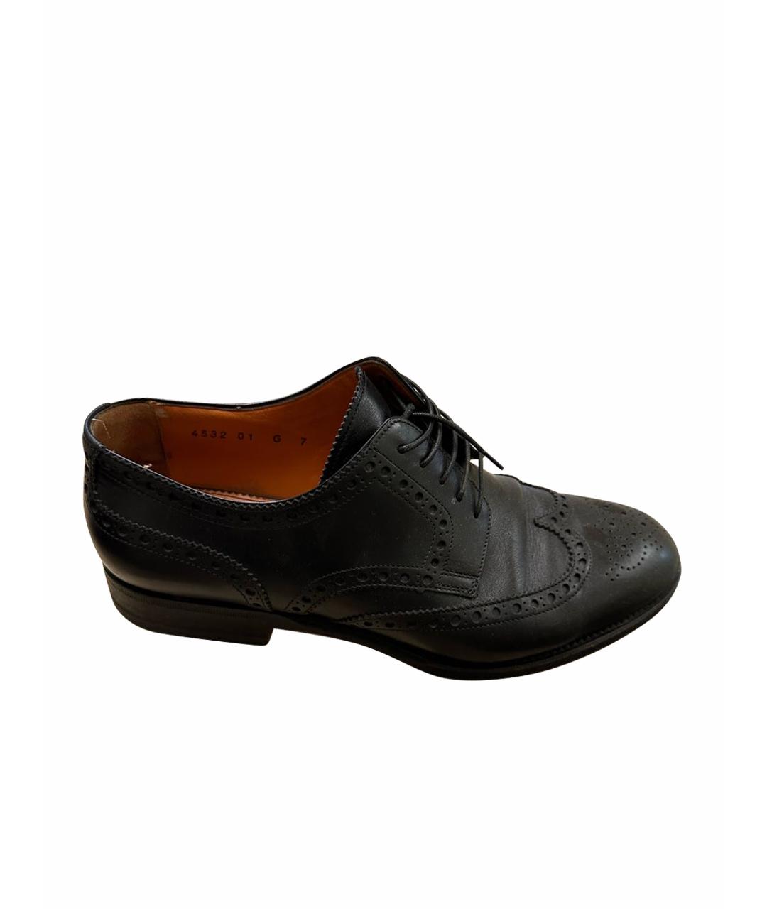 SANTONI Черные кожаные туфли, фото 1