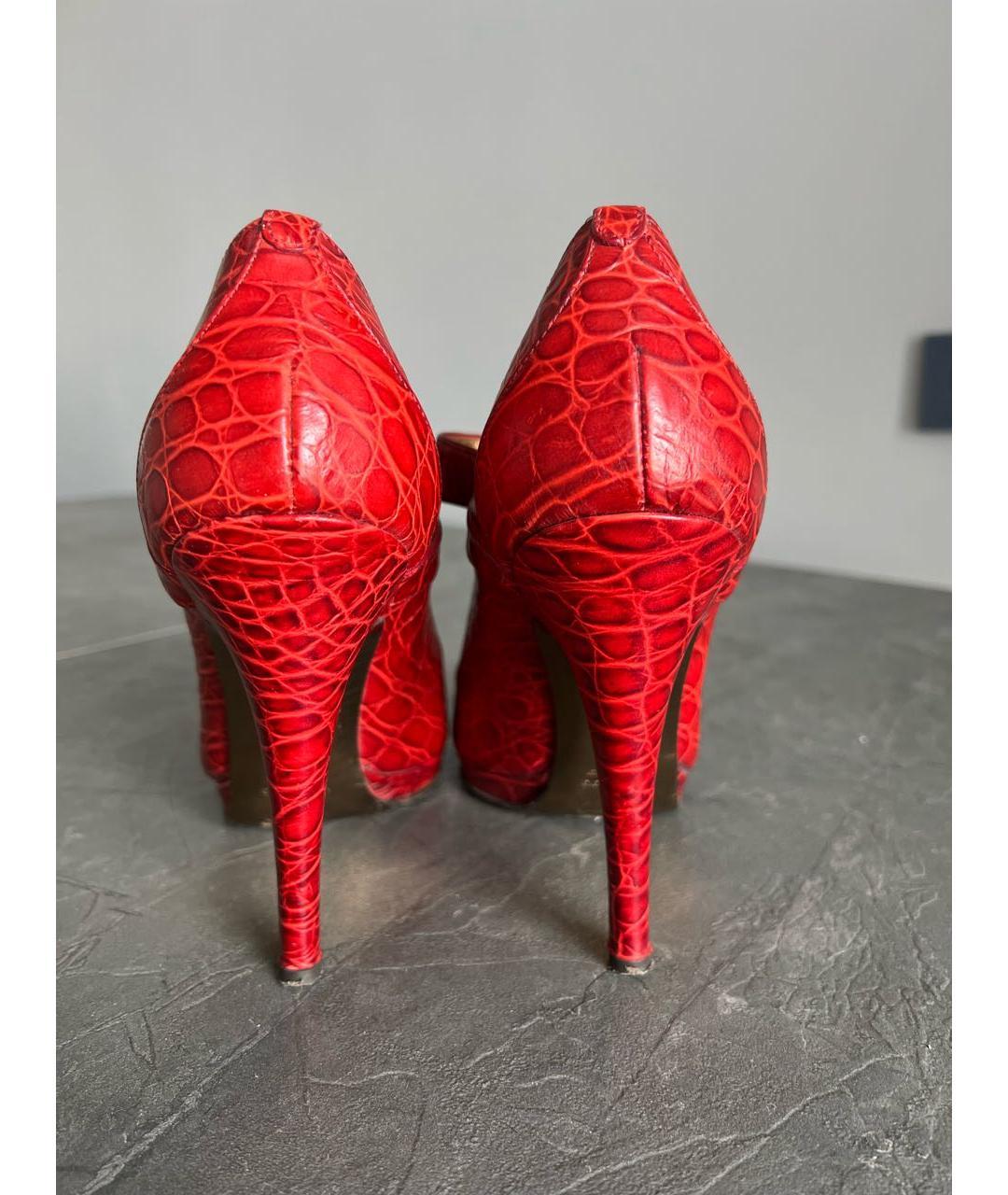 ROBERTO CAVALLI Бордовые туфли из экзотической кожи, фото 4