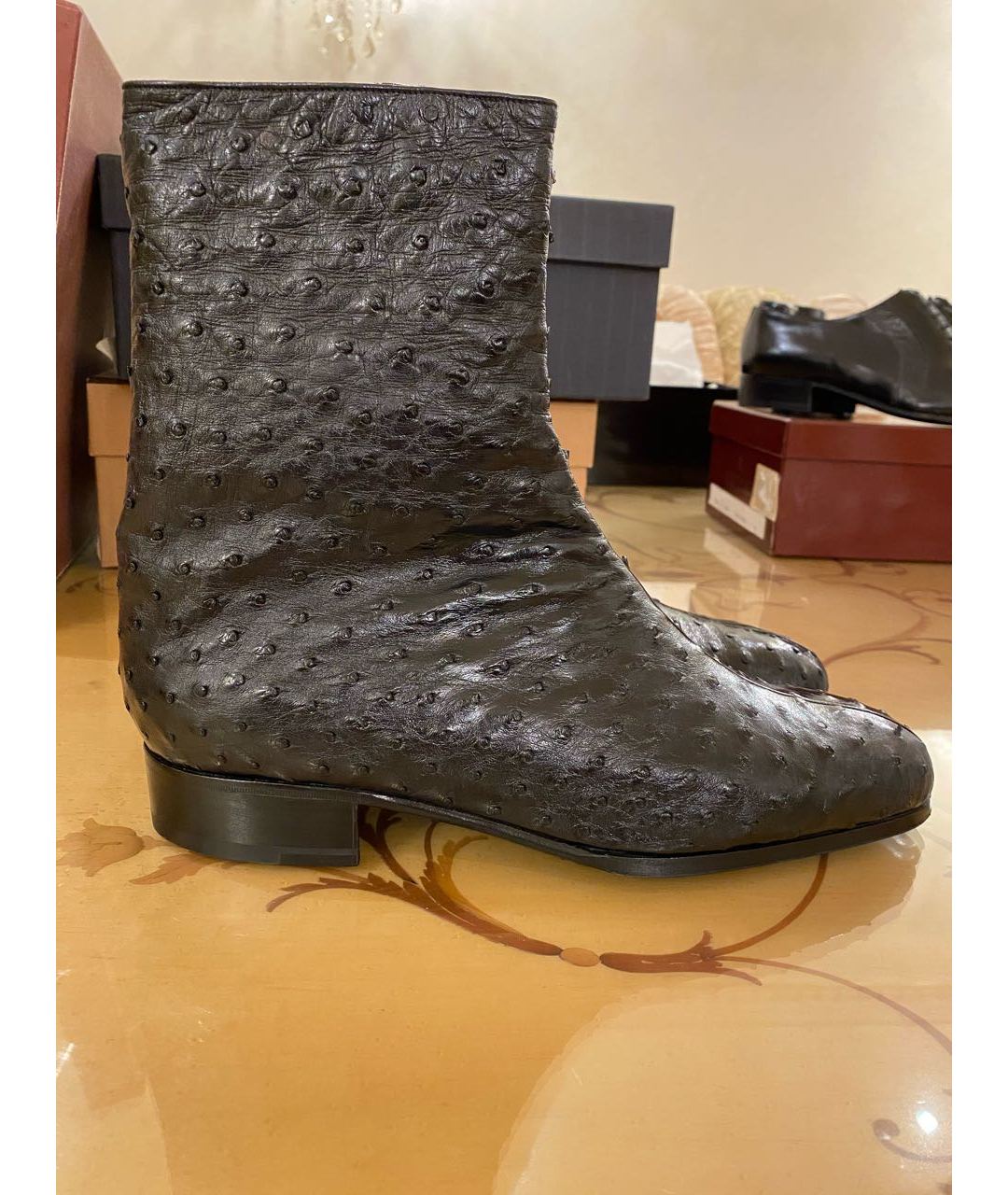 BRIONI Черные высокие ботинки из экзотической кожи, фото 9