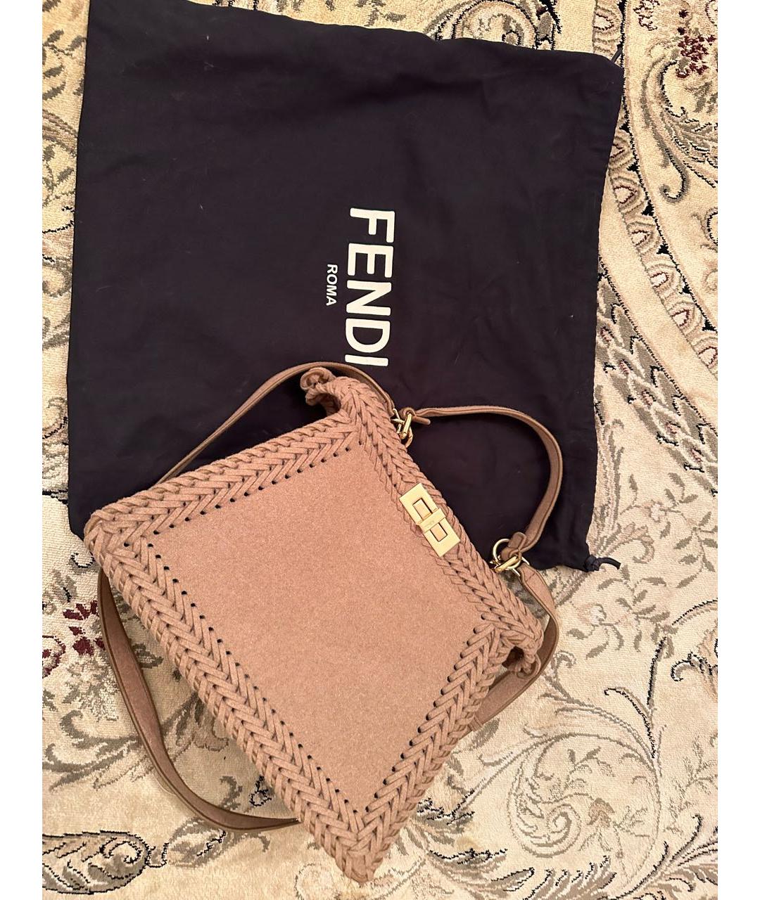 FENDI Бежевая шерстяная сумка с короткими ручками, фото 9