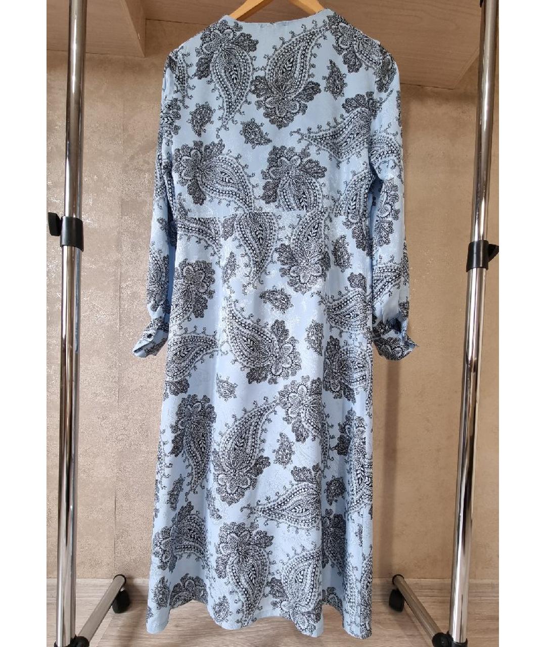 SANDRO Голубое шелковое повседневное платье, фото 2