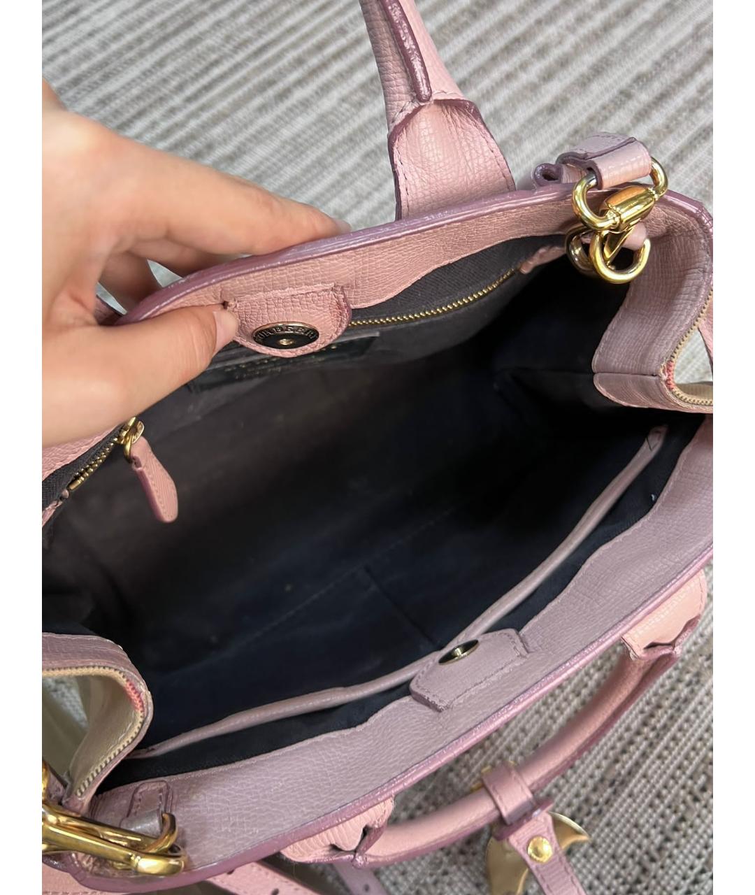 BURBERRY Розовая кожаная сумка тоут, фото 4