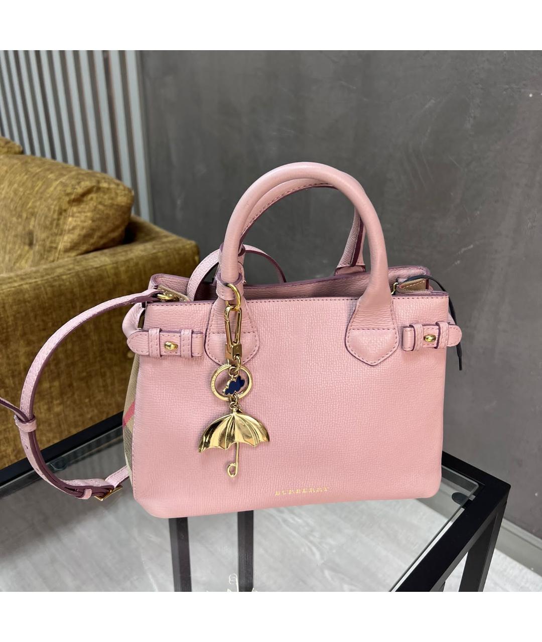 BURBERRY Розовая кожаная сумка тоут, фото 3