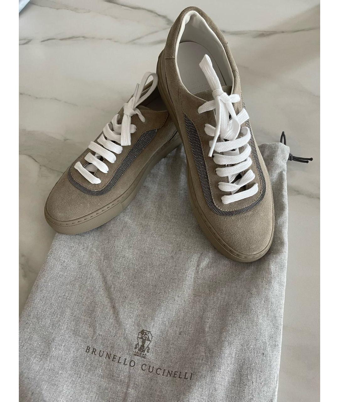 BRUNELLO CUCINELLI Бежевые замшевые кеды, фото 5