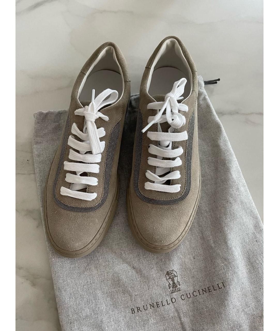 BRUNELLO CUCINELLI Бежевые замшевые кеды, фото 3