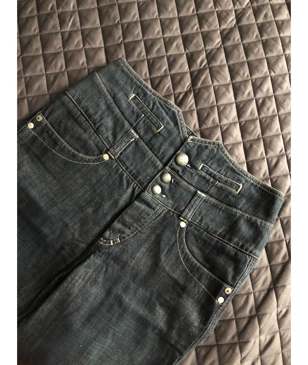 KENZO Темно-синие хлопковые джинсы клеш, фото 7