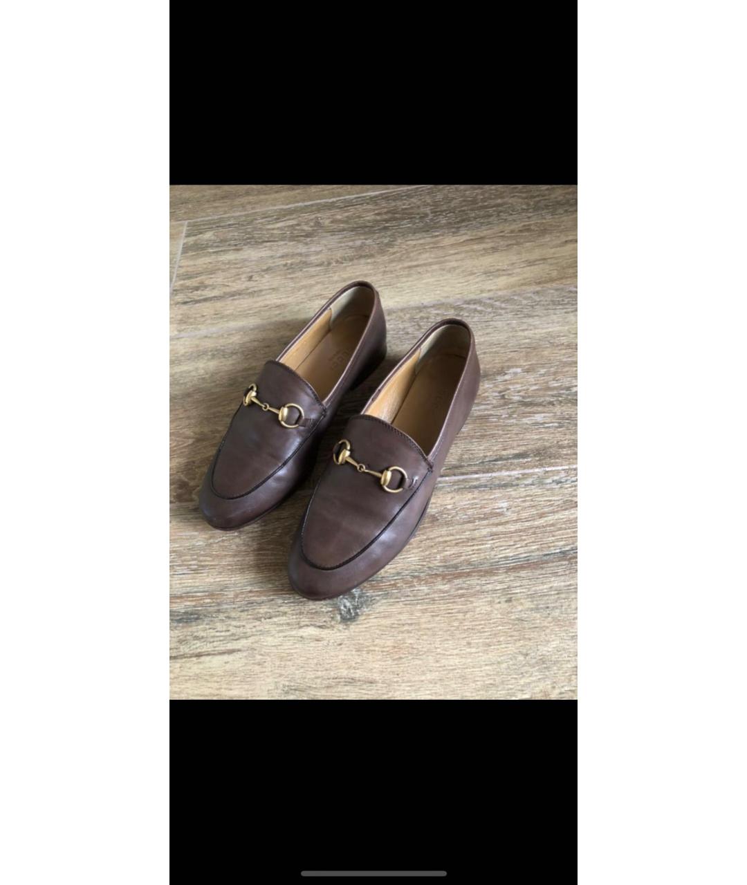 GUCCI Коричневые кожаные лоферы, фото 8