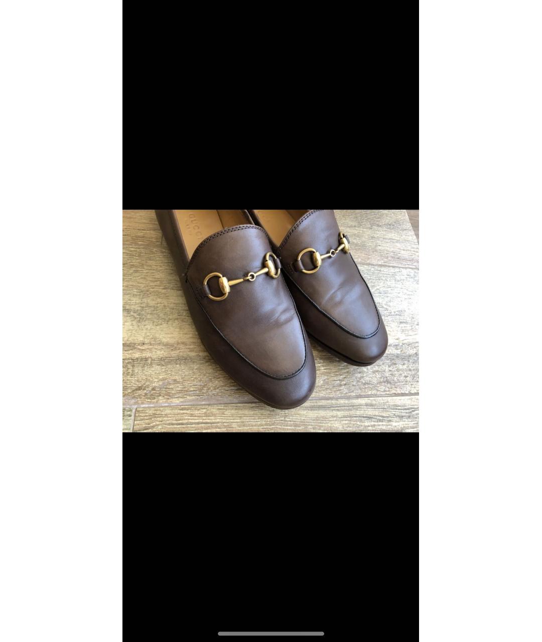 GUCCI Коричневые кожаные лоферы, фото 7