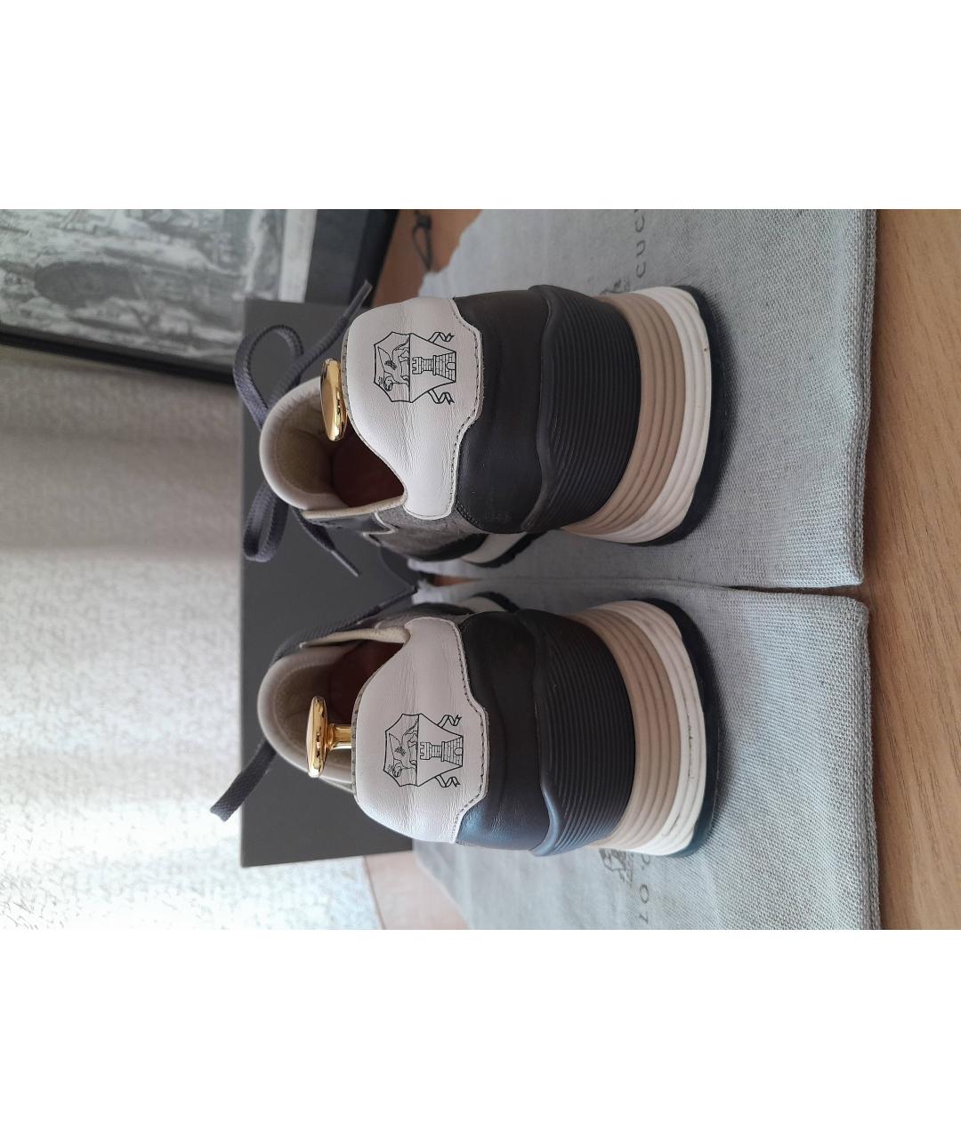 BRUNELLO CUCINELLI Антрацитовые замшевые низкие кроссовки / кеды, фото 4